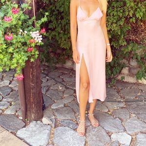 PLANET BLUE SILK midi dress